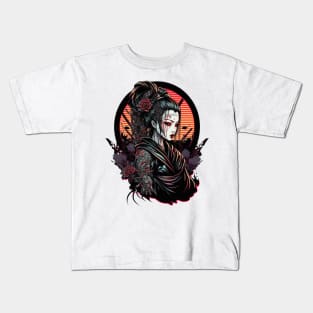 Futuristic Japanese cyberpunk geisha Kids T-Shirt